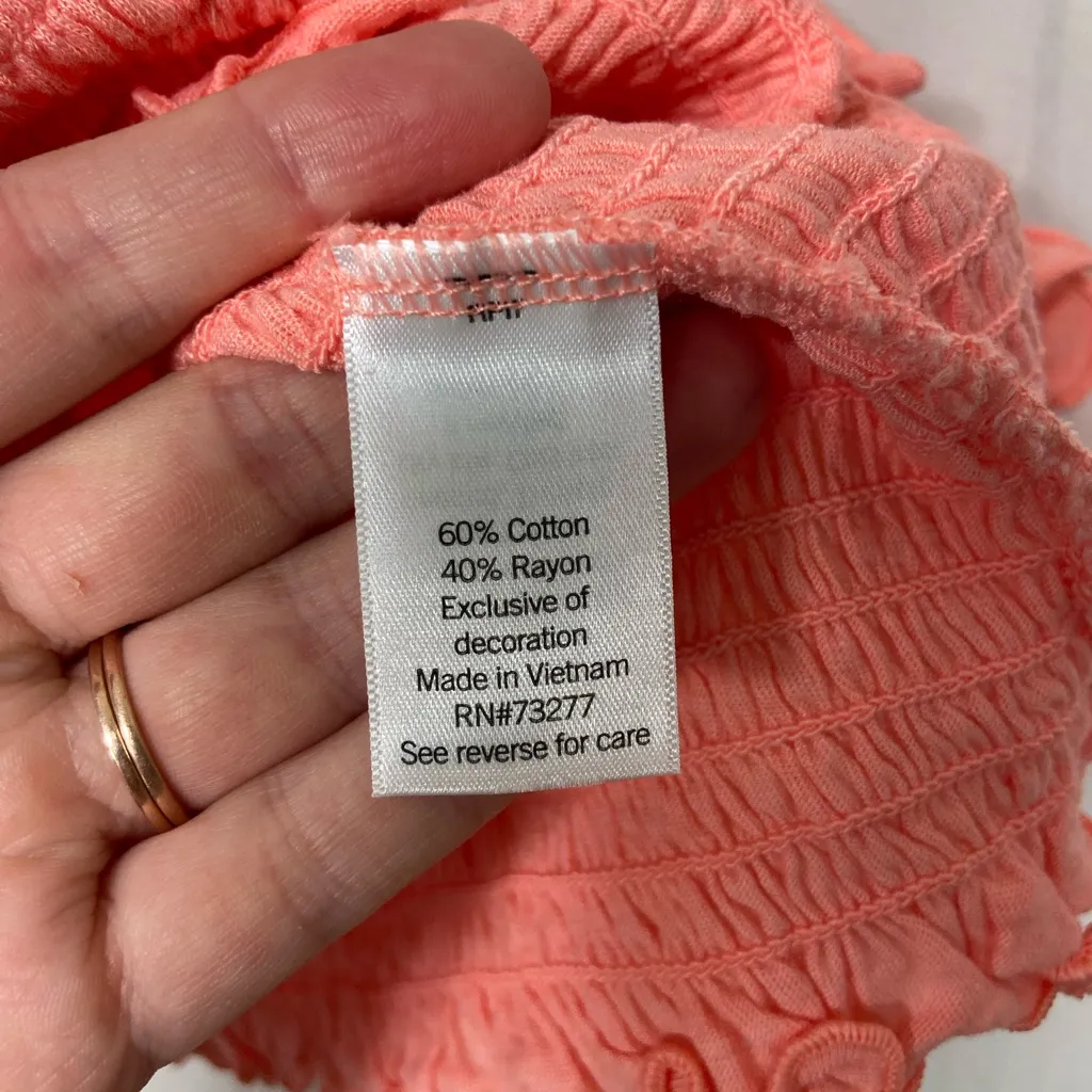 NEW SO women’s‎ bright pink ruffle sleeve tie stretch cropped top summer large - Image 6