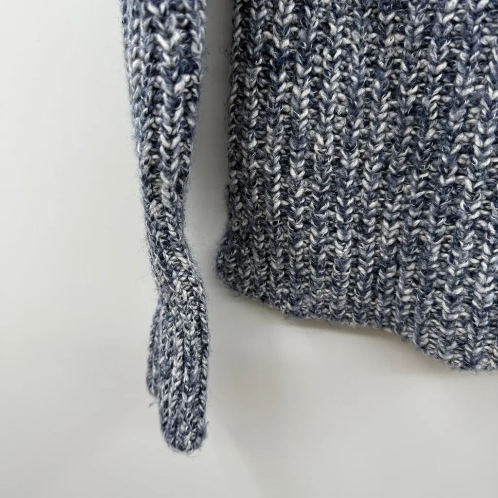 J.Crew Point Sur Turtleneck Sweater Women’s Size Small Blue White Marled Chunky - Image 5