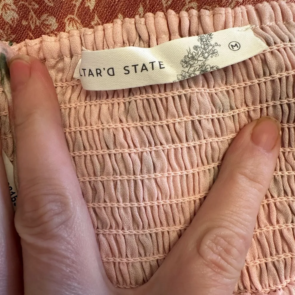 Altar’d State Spaghetti Strap Pink Floral Ruffled Dress - Image 6