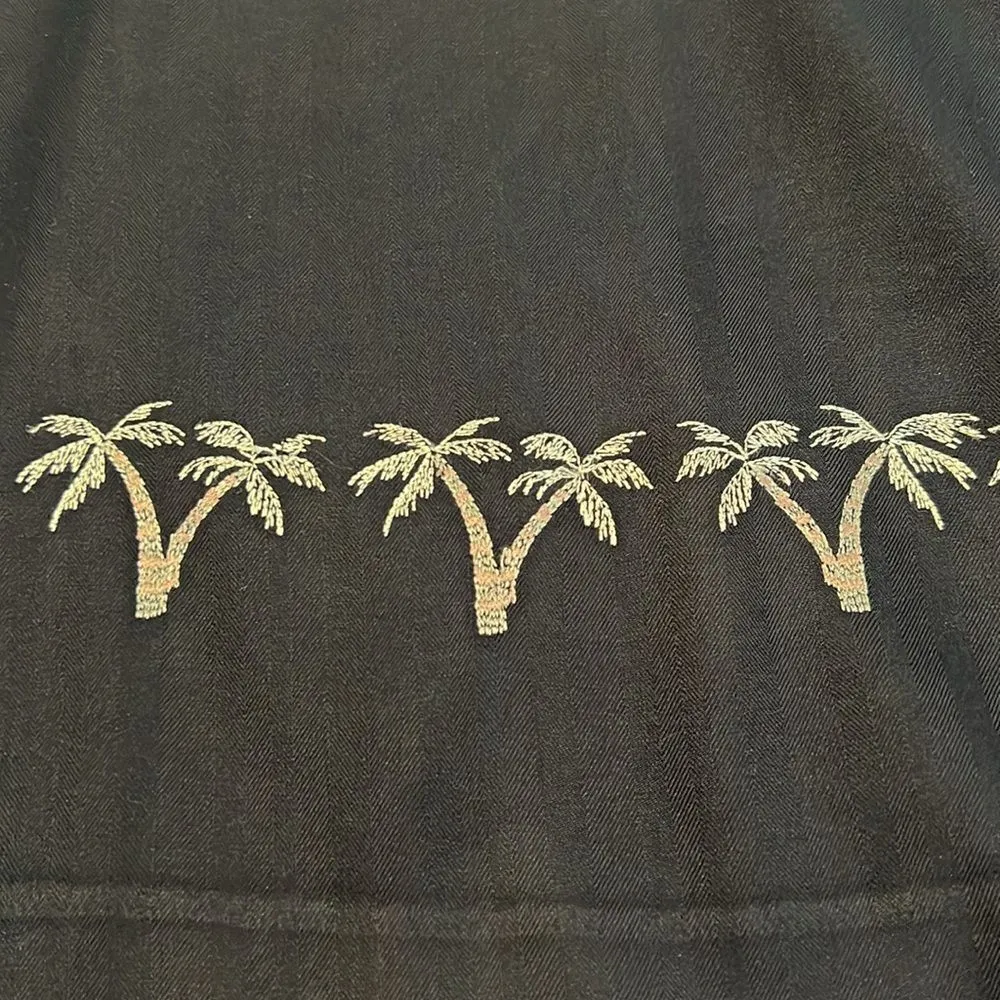 Tiki classics sz6 black w/Palm tree boarder 100% silk sleeveless sheath EUC Size 6 - Image 3