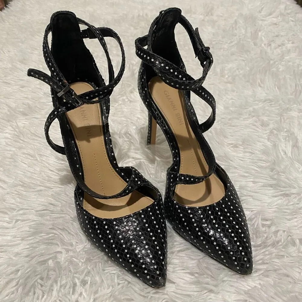 Gianni Bini Stiletto Heel in Black White Dot Size 5.5 - Image 2