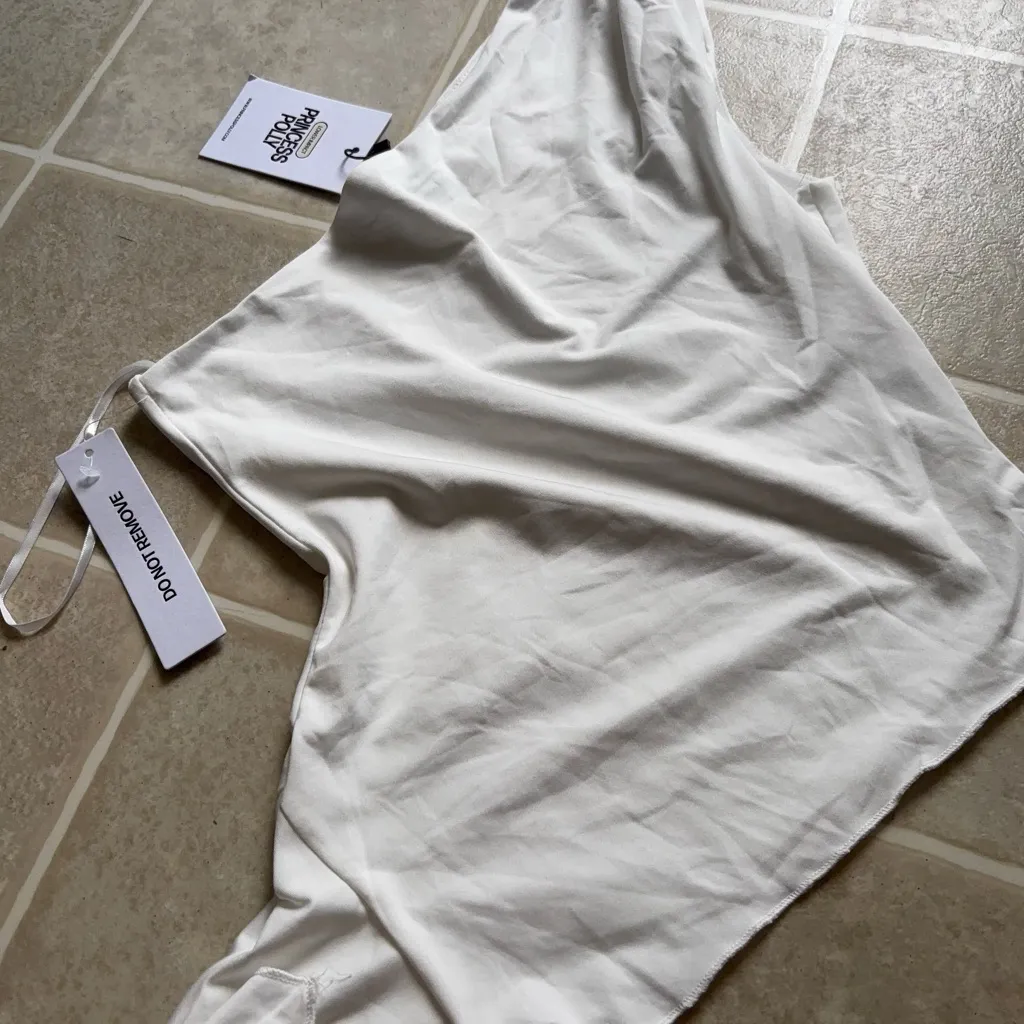 Princess Polly White Asymmetrical Tank Top - Image 6