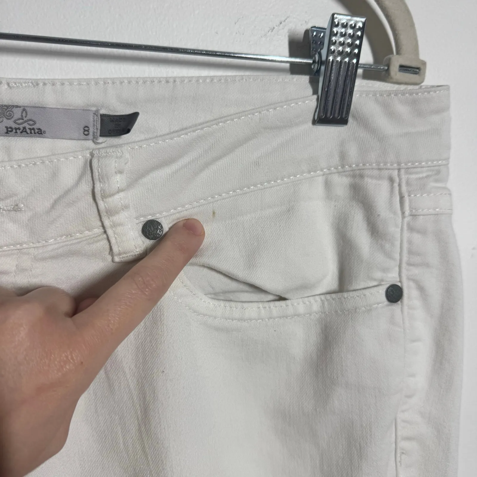 Prana Minimal Stretch Jean Pant Women 8 White Preppy Casual Modest Spring Coast - Image 5