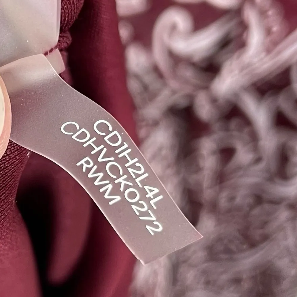 Calvin Klein Maroon Paisley High Low Hem Ruffle Chiffon Dress Women's Size 8 - Image 10