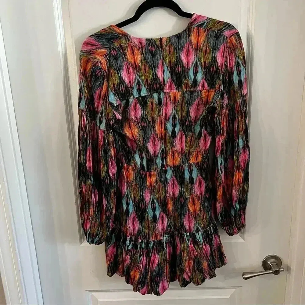 1057 Rotate Geometric Diamond Mini Dress Size 4 Pink - Image 4