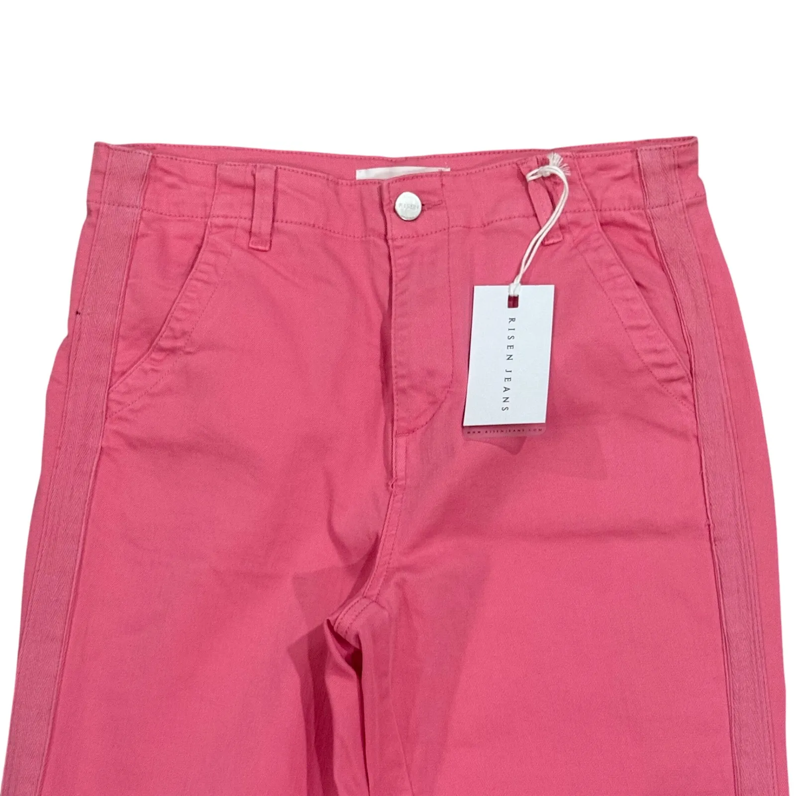 Risen Jeans Women Pink Jogger Pants Elastic Waist Cropped Size 7 W28 Casual - Image 3