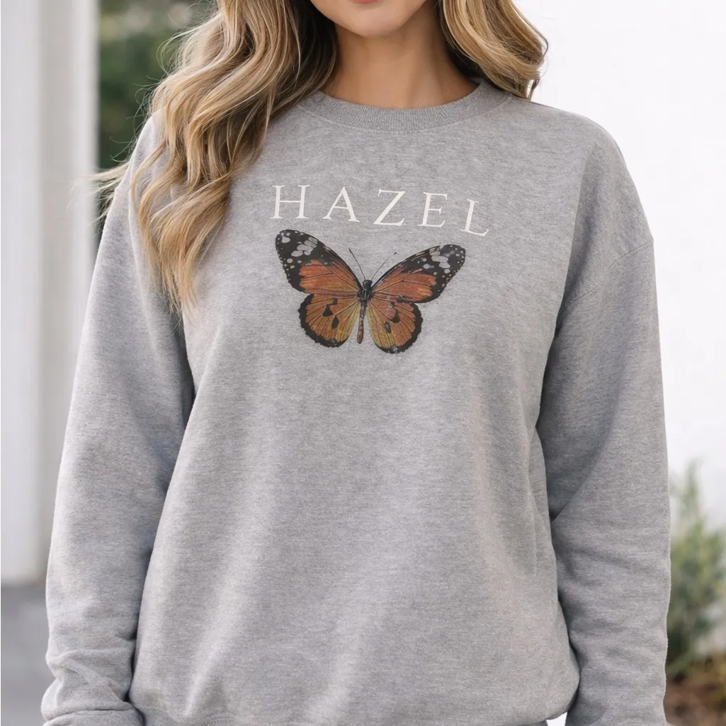 Hazel Boutique Gray Butterfly Sweatshirt - Image 2