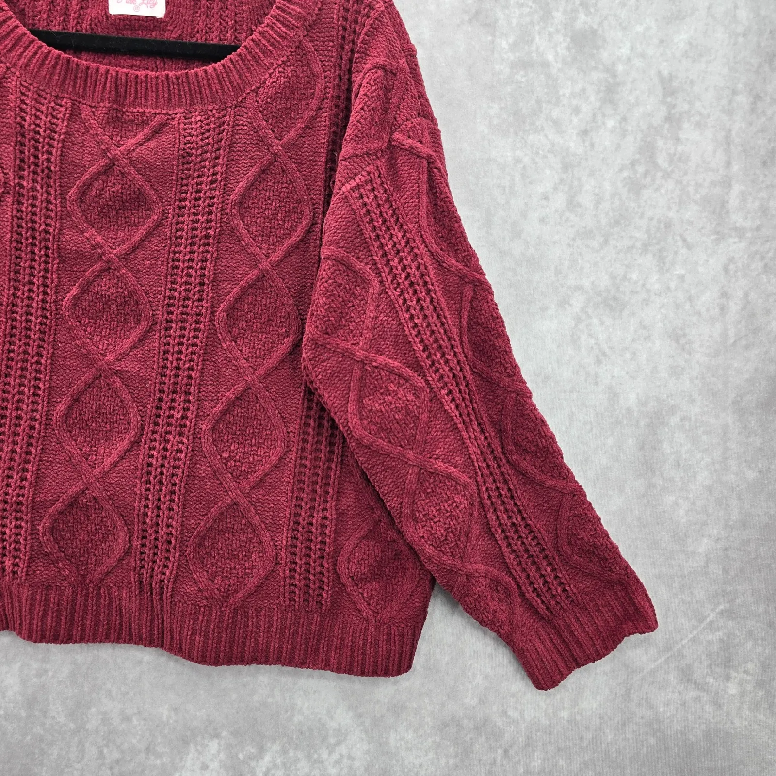 Pink Lily Red Knit Pullover Oversized Boxy Academia Y2K Coquette VTG Sweater XS - Image 6