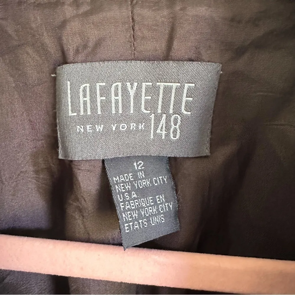 Lafayette 148 New York Gray Tweed Wool Cashmere Blazer sz 12 - Image 2