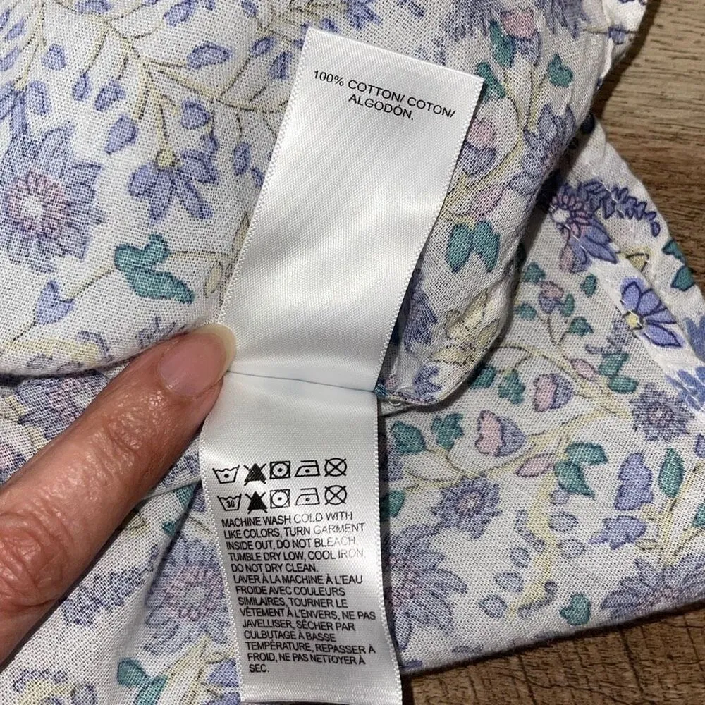 Lucky Brand Womens Floral Cap Sleeve Popover Shirt Multicolor Size Medium NWT‎ - Image 8