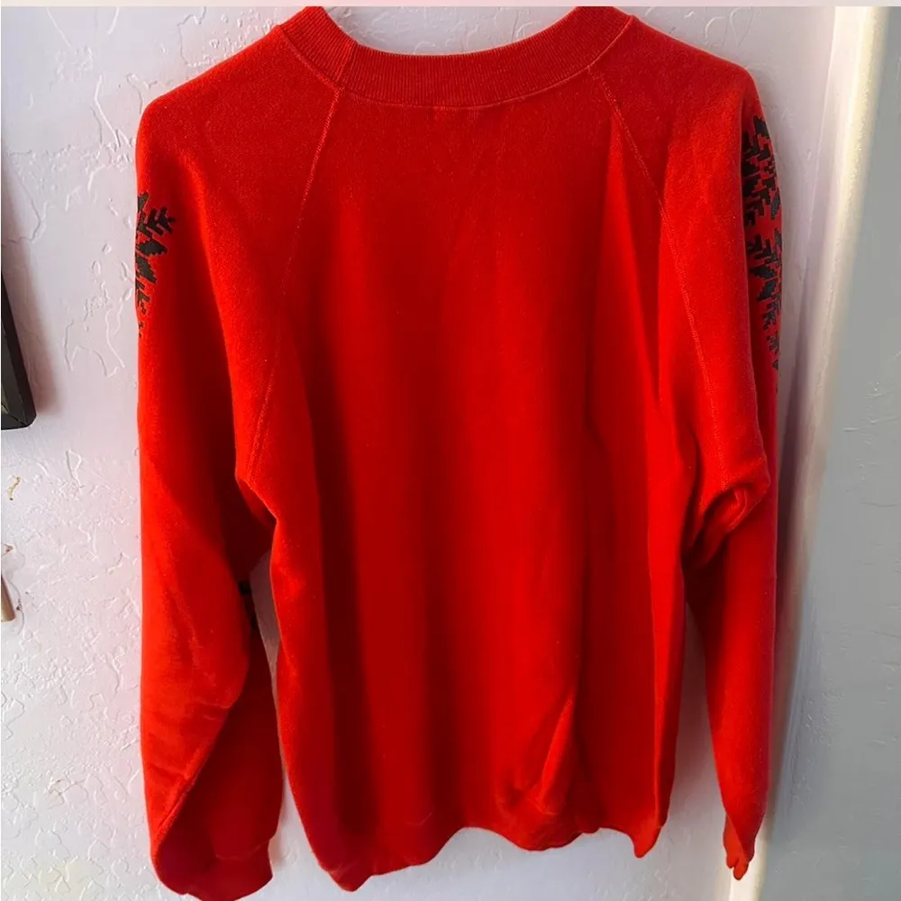 Vintage 80s 90s Hanes Crewneck Sweatshirt Polar Bear Graphic Fair Isle Red sz L - Image 3