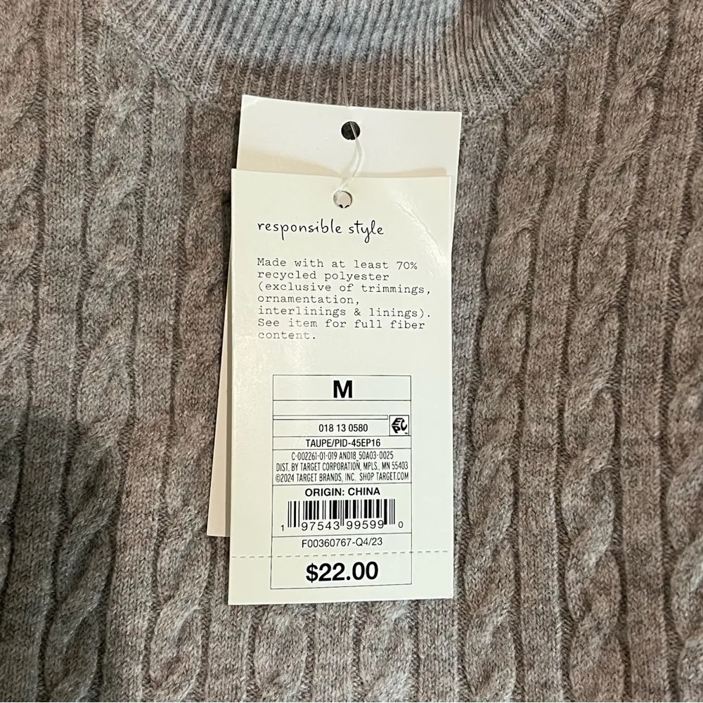 NWT A New Day High Neck Sleeveless Sweater Top Knit Taupe Size Medium - Image 5