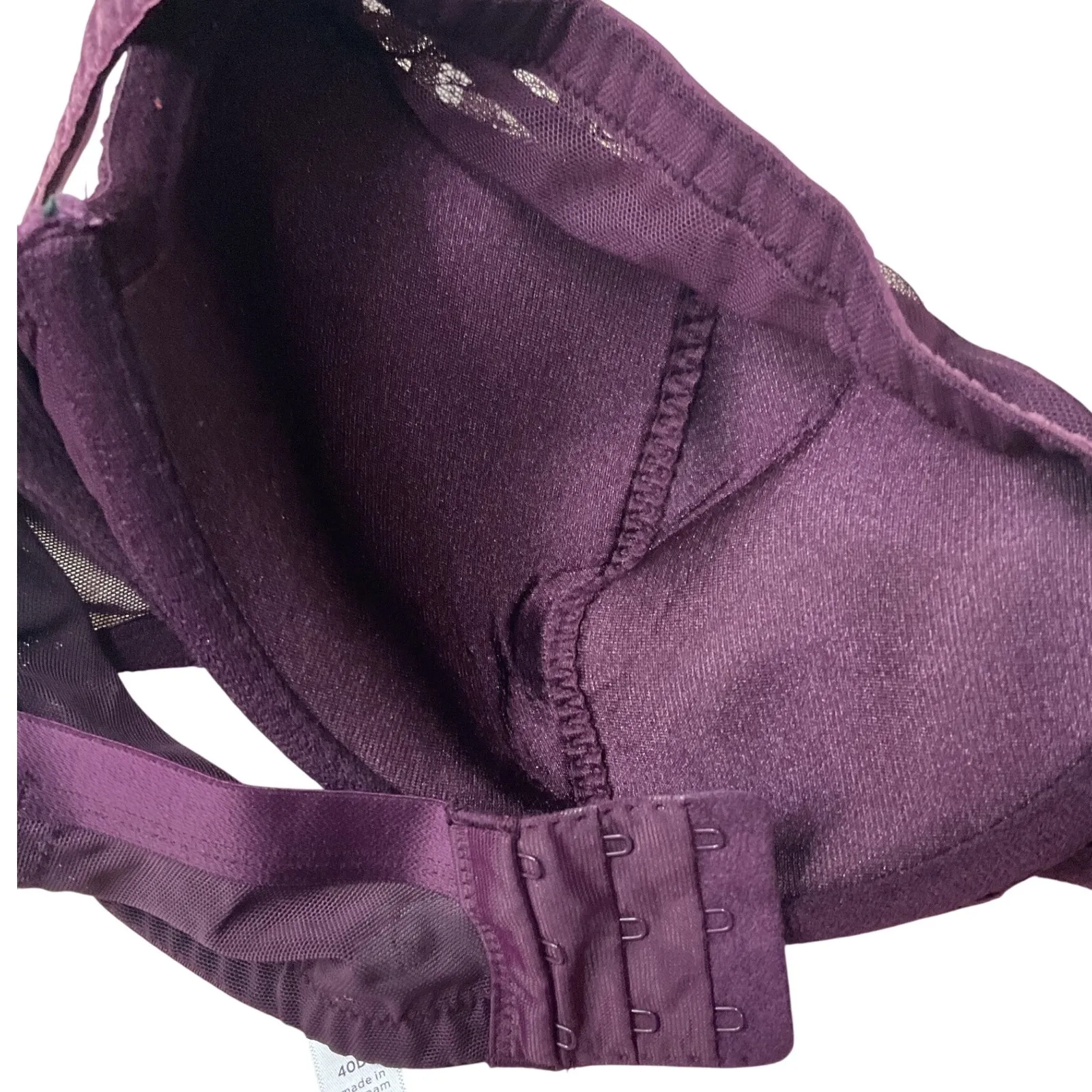 Cacique Laced Lightly Lined French Underwired Balconette Bra Purple Size 40DD - Image 5