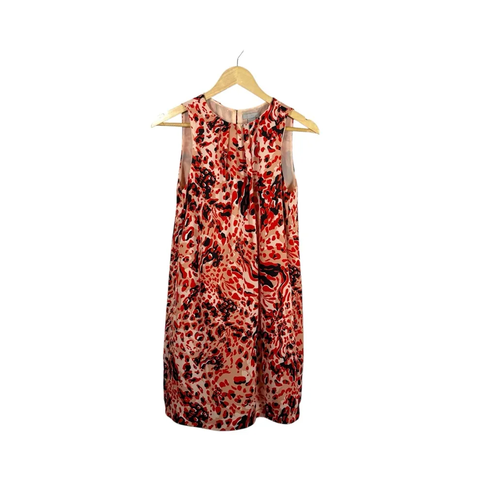H&M Women’s Abstract Animal Print Trapeze Swing Dress Red/Peach Size 4 - Image 2