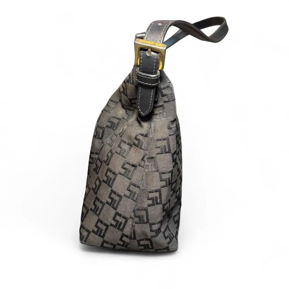 St. John Signature Black Jacquard shoulder bag with adjustable shoulder strap - Image 7