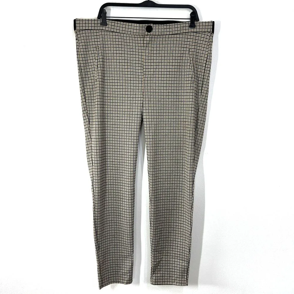 MNG Violeta by‎ MANGO Womens Plus 2XL Houndstooth Plaid Leggings Stretch Career - Image 2