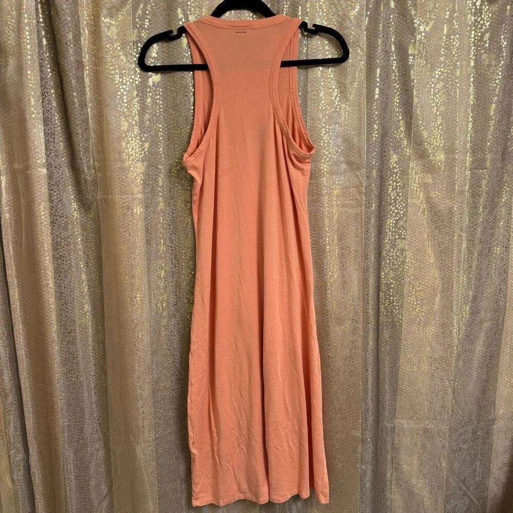 Volcom Stonelight Clay Peach Orangey Racerback Midi Maxi Dress Med Flawed - Image 2