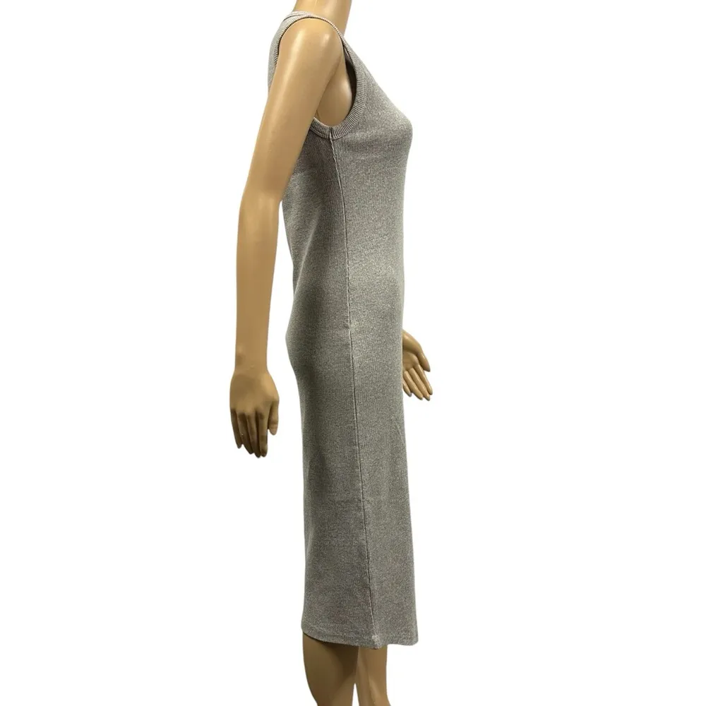 Boohoo Gray Split Thigh Ribbed Knit Sleeveless Tank Midi Dress Womens 12 - Image 4