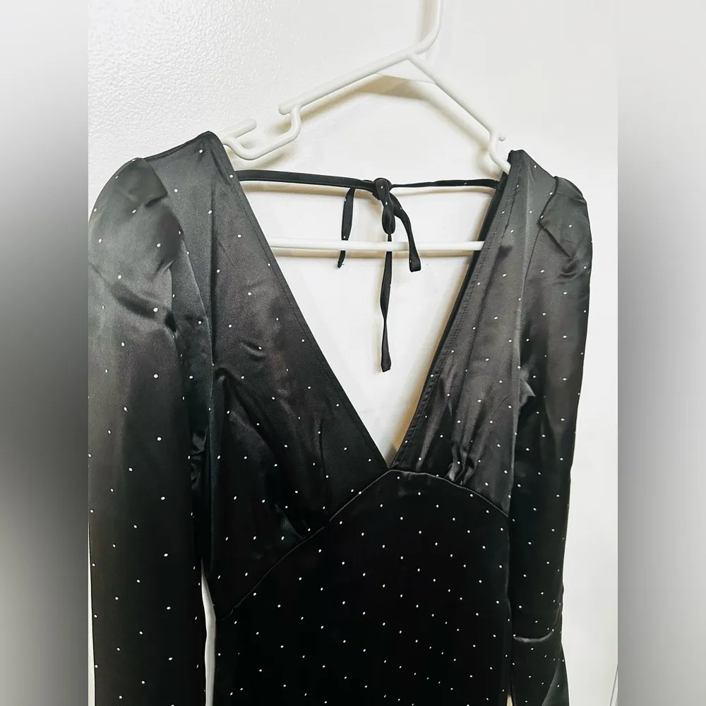 We Wore What Cowl Black Maxi Dress Polka Dot Size 4 NWT Gown - Image 6