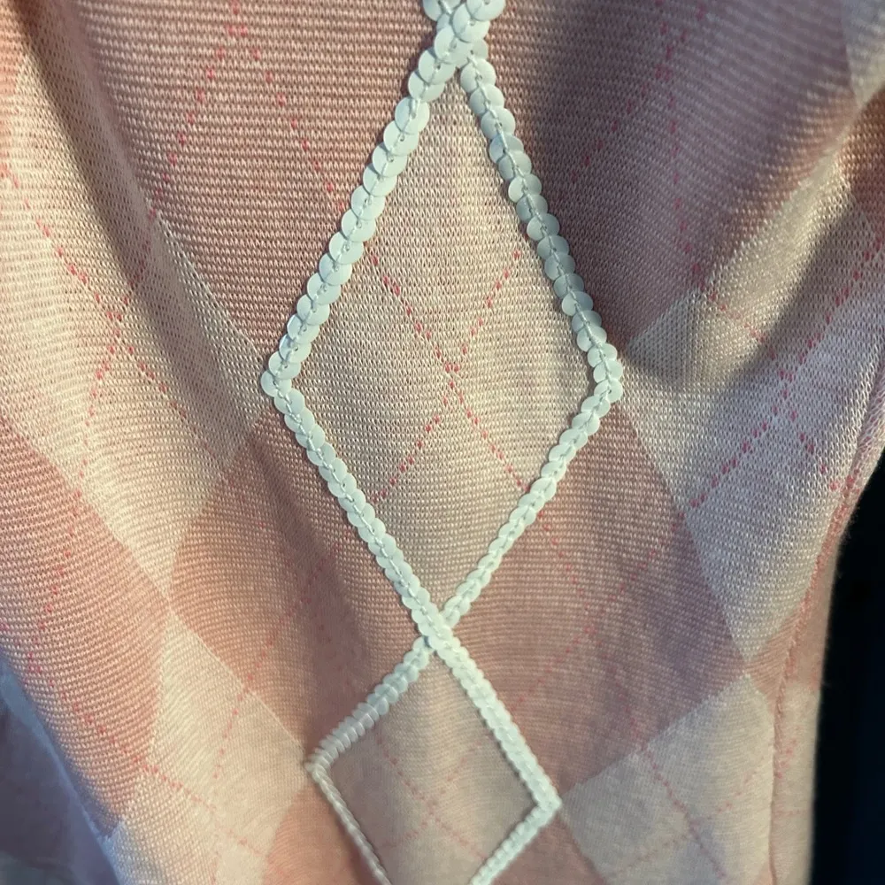 NWT Pink/White Argyle Sweater Polo Shirt | Size Large - Image 4