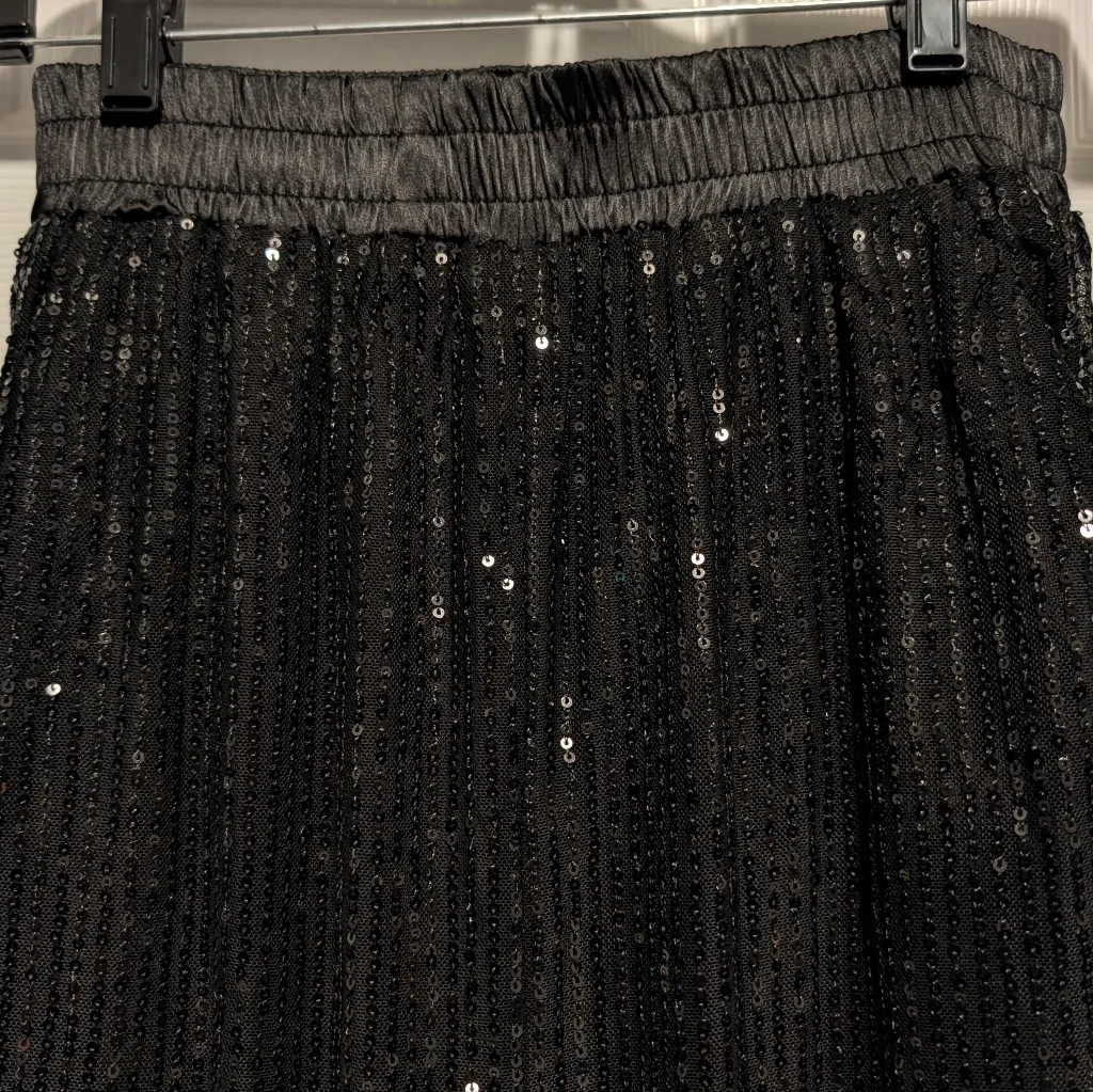 WHY Dress Black Sequin Joggers NWT New Years Eve Party Pants Small Sparkle - Image 11