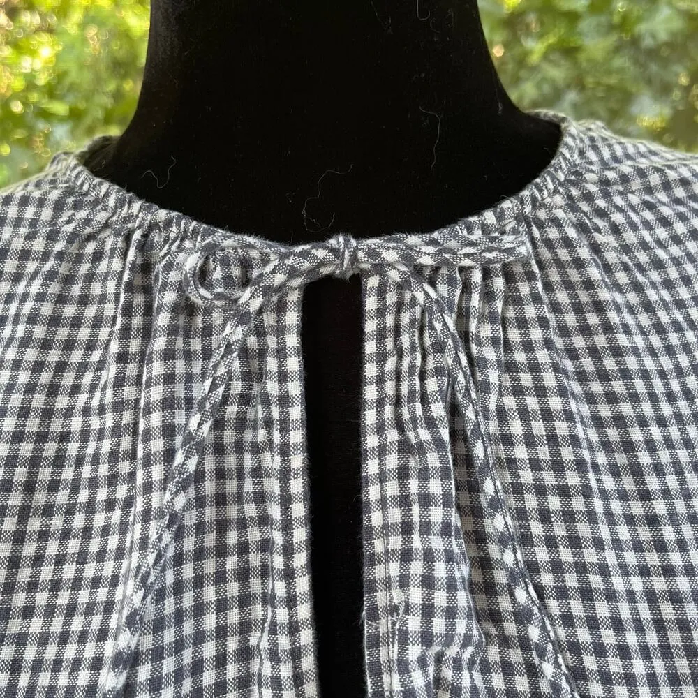 Wilfred Aritzia Violette 100% Linen Blouse Grey And White Check Size M - Image 6
