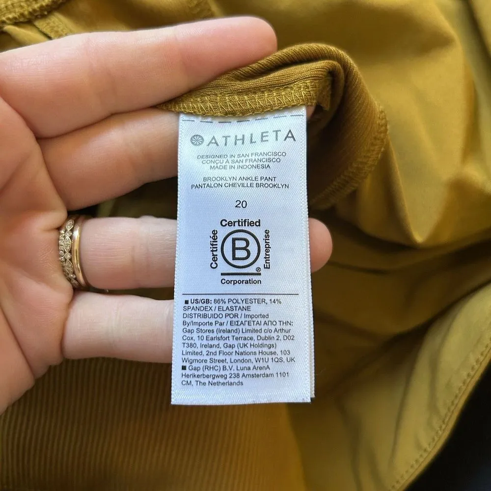 ATHLETA Size 20 Brooklyn Ankle Pants Yellow/Gold Lightweight‎ - Image 3