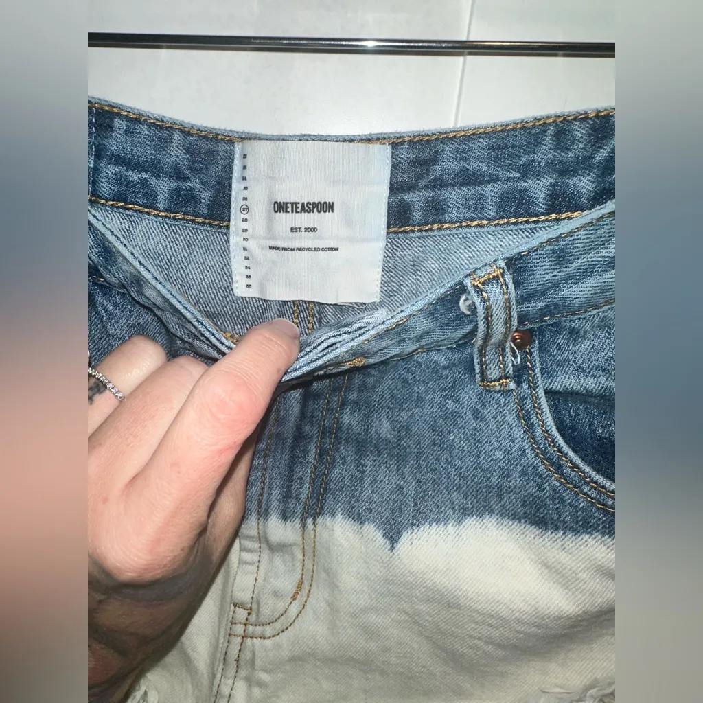 One Teaspoon Outlaws Low Waist Mid Length Denim Shorts - Hollywood - Image 6