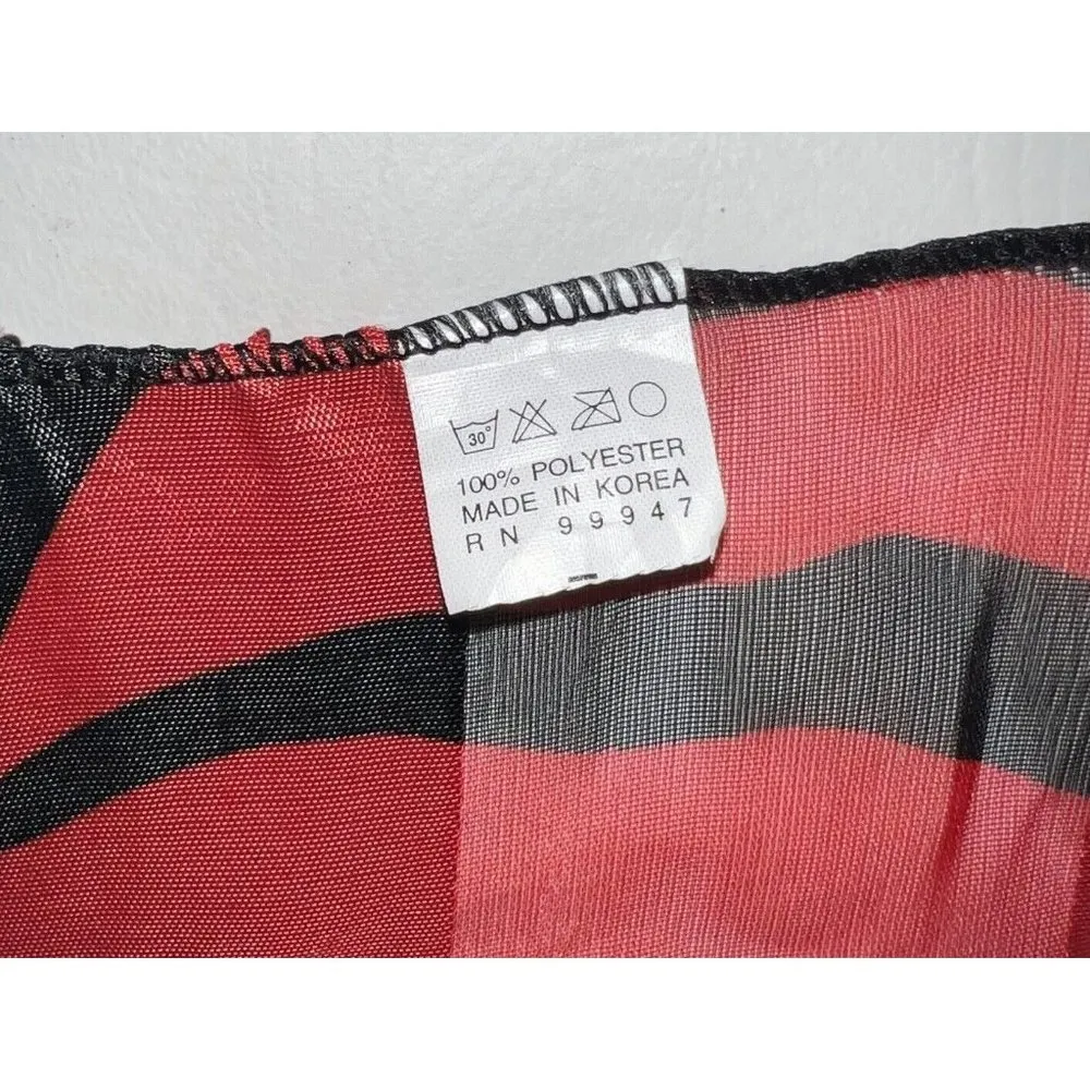 Vintage Space Age Scarf Red Black Animal Print 20" Square Polyester Women Ladies - Image 4