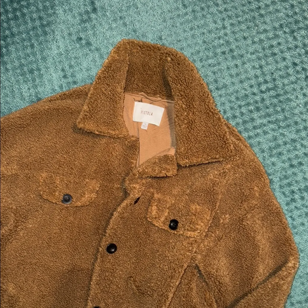 Pistola Brown Teddy Shacket with Plush Texture - Image 5