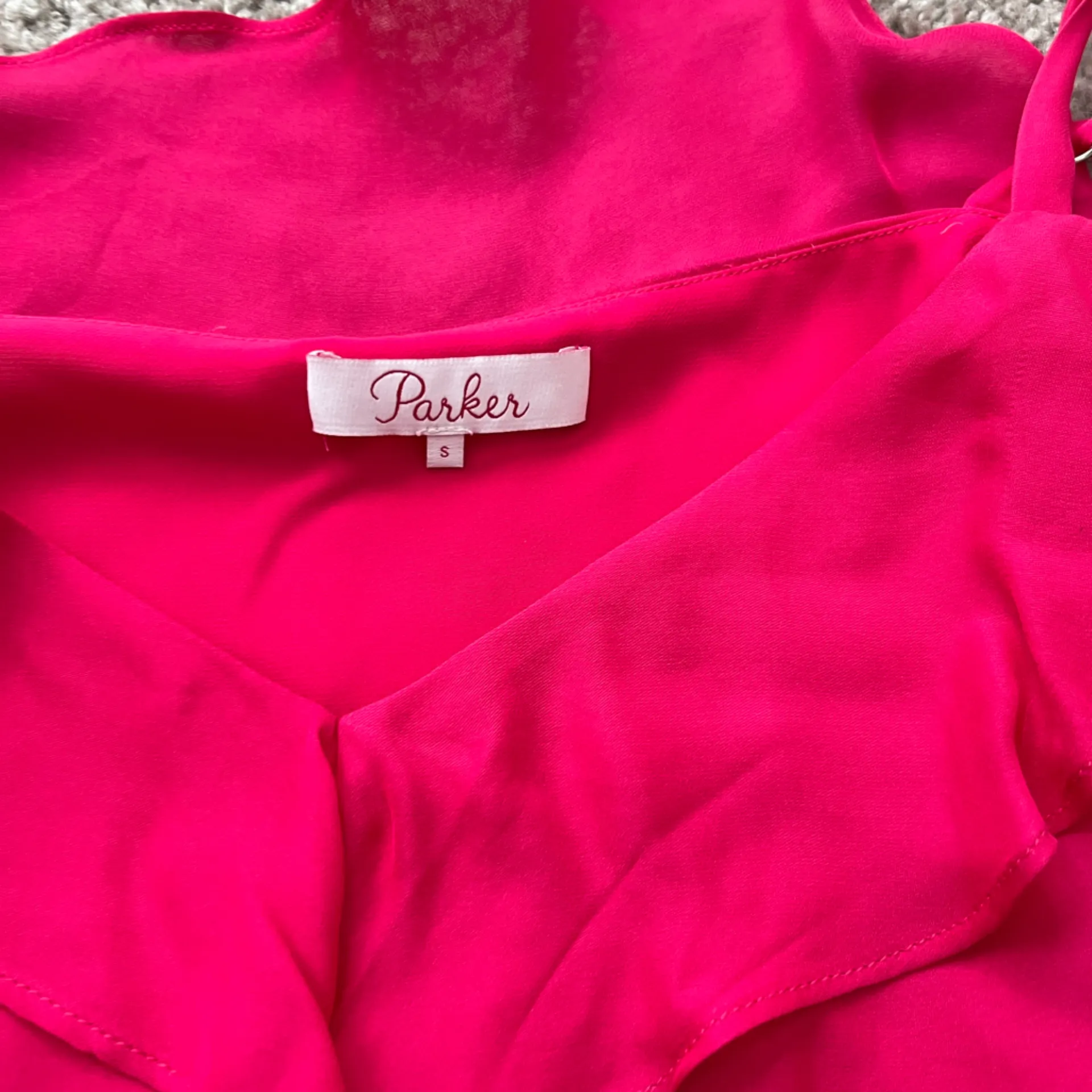 Parker | Rose Pink Ruffle Silk Blouse Tank - Image 4