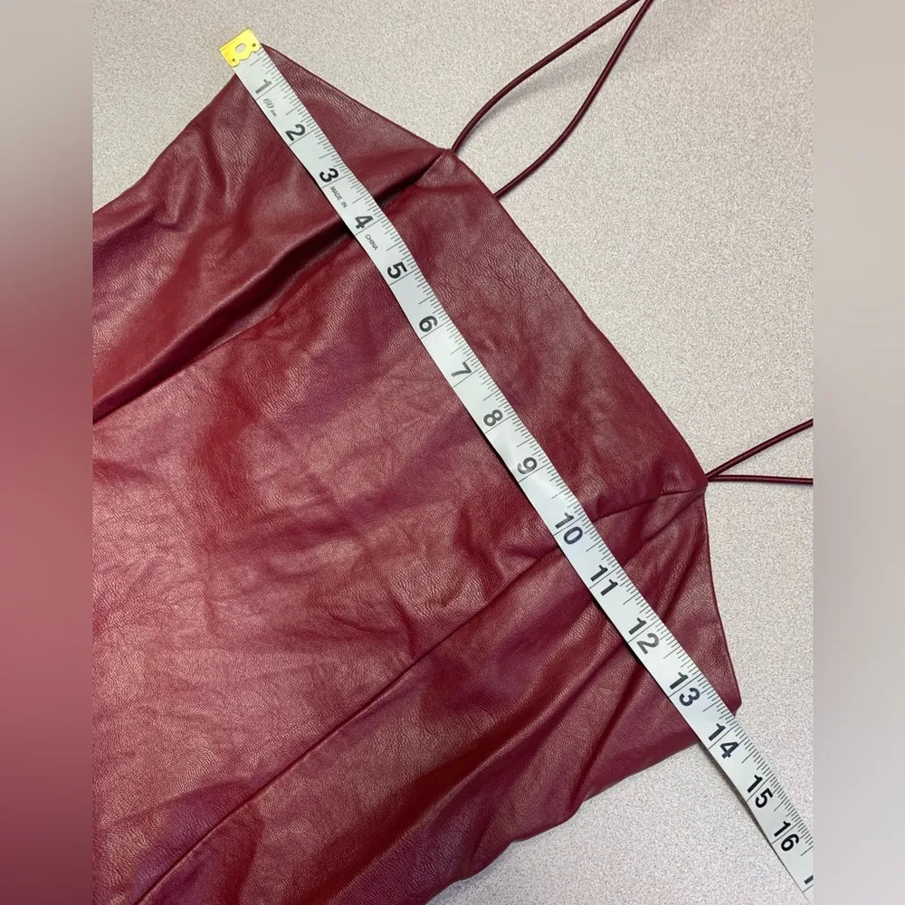 Wild Fable Red faux leather mini dress size XS bodycon sleeveless maroon zipper - Image 8