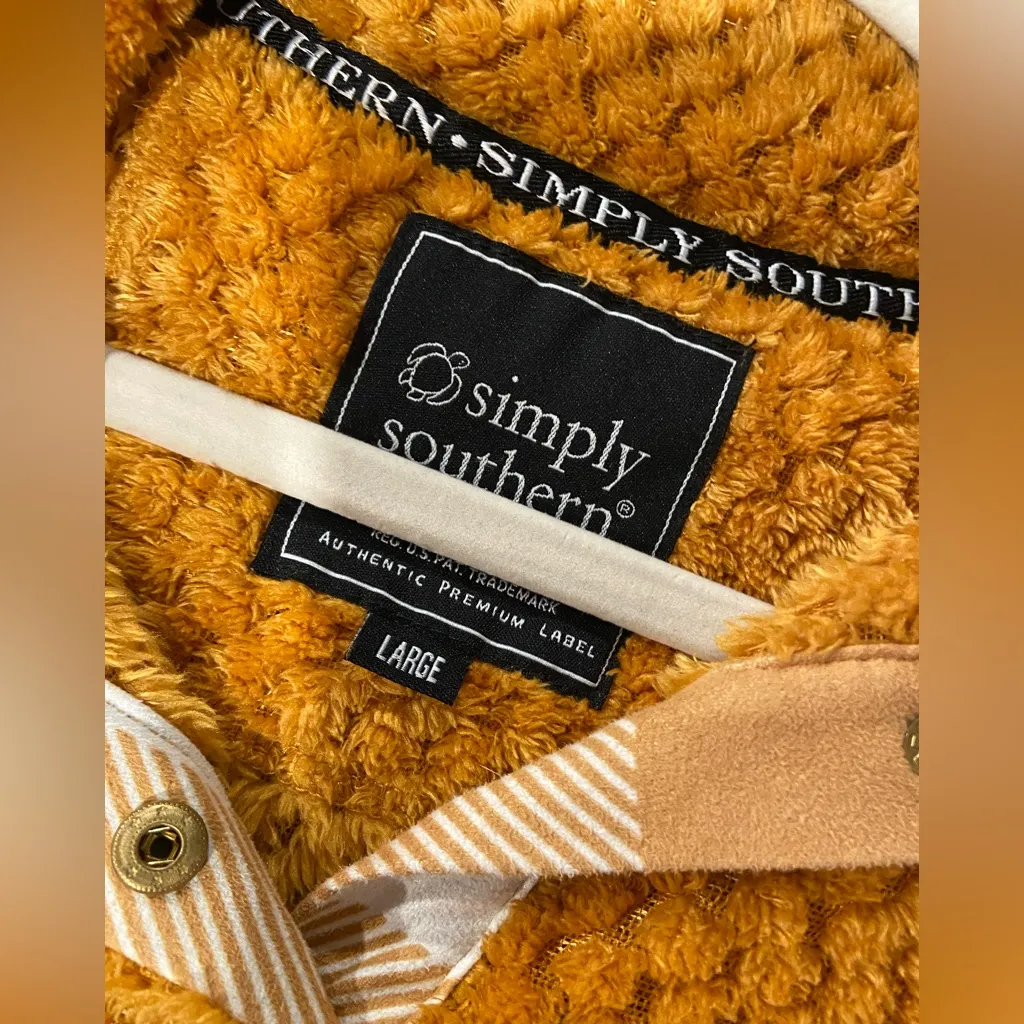 Simply Southern Size L Mustard Yellow Waffle Plaid Quarter Snap Fleece Jacket - Image 9