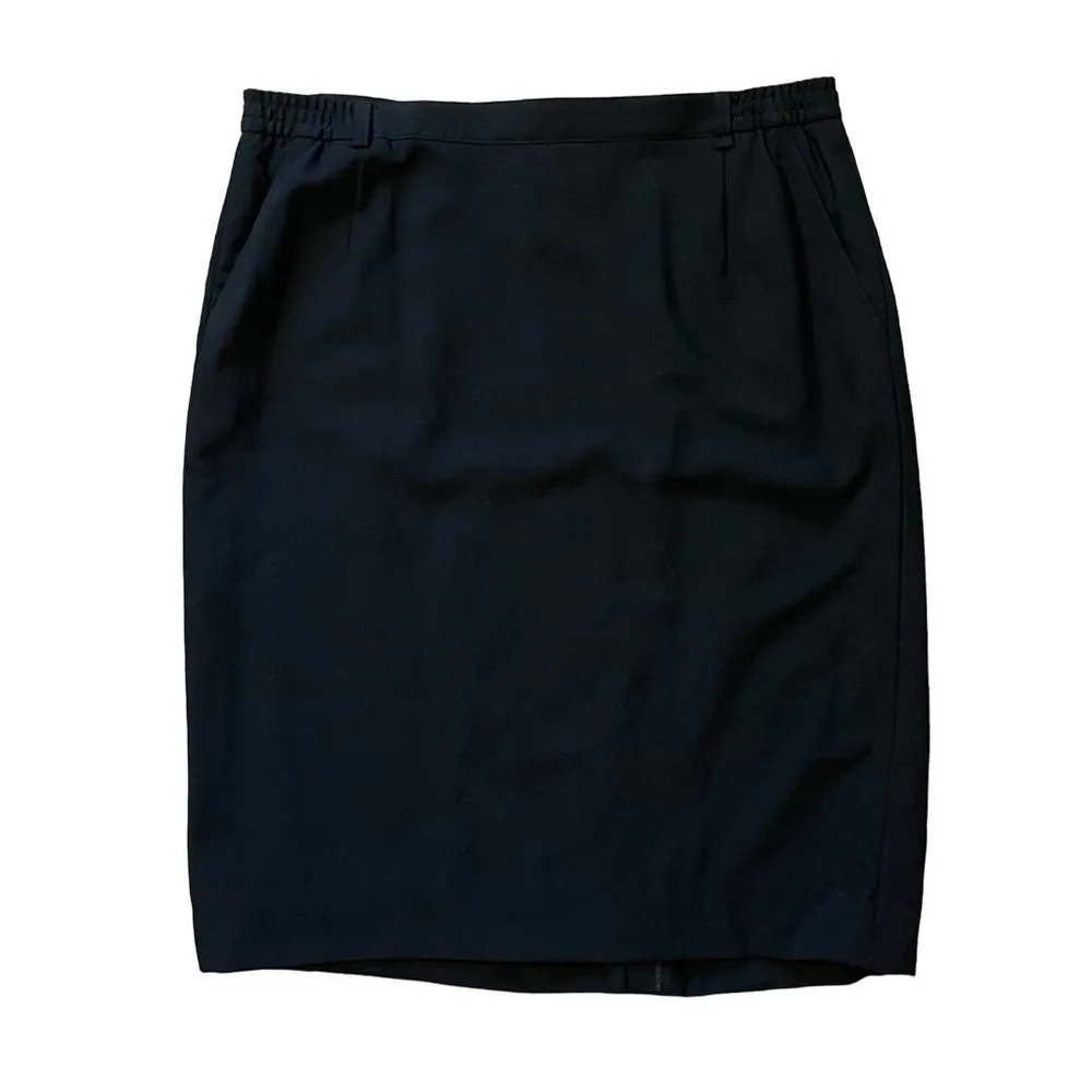 $500 VTG 80’s Jobis 44 14 Tweed Midi Skirt Power Suit Wool Blazer Jacket Blue - Image 4