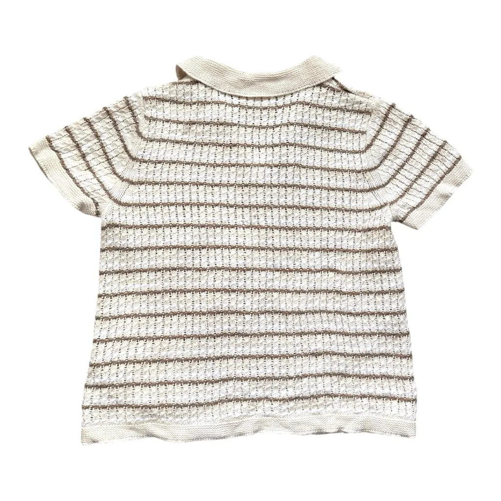 Vintage Y2K Hand Crochet Christopher & Banks Knit Sweater Polo Size Medium - Image 3