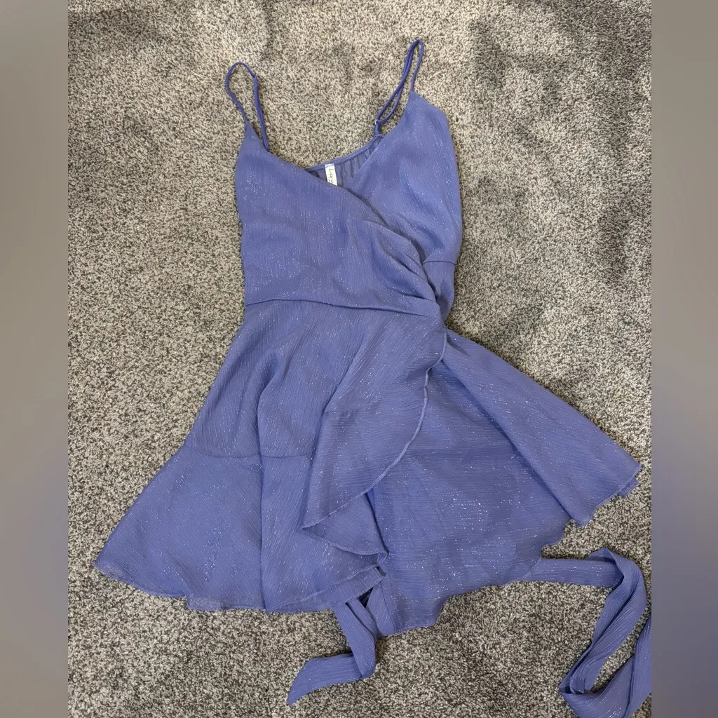 Lucy in the Sky Purple Shimmer Wrap Dress - Image 2