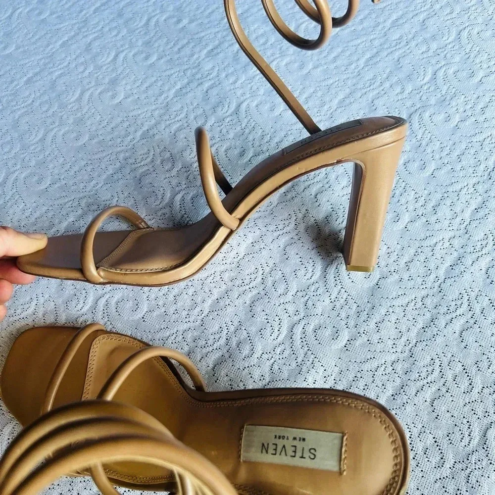 STEVEN New York Jaidin Ankle Wrap Heel in Nude Strappy Sandal Size 11 - Image 8