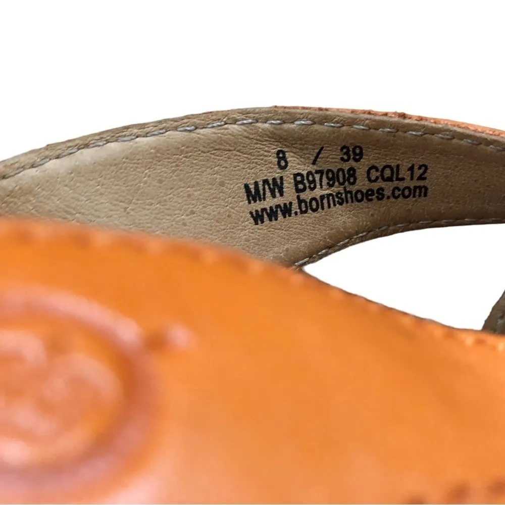 Born Comfort Leather Thong Sandal Sz. 8M B97908 Slide /Slip On Orange W/Flower - Image 6