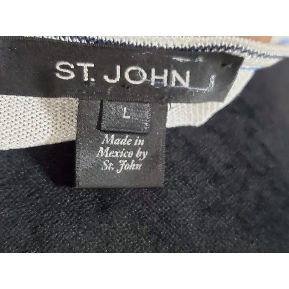 ST John Womens White Striped Rayon Round Neck Sleeveless Shirt Top Size Large - Image 6