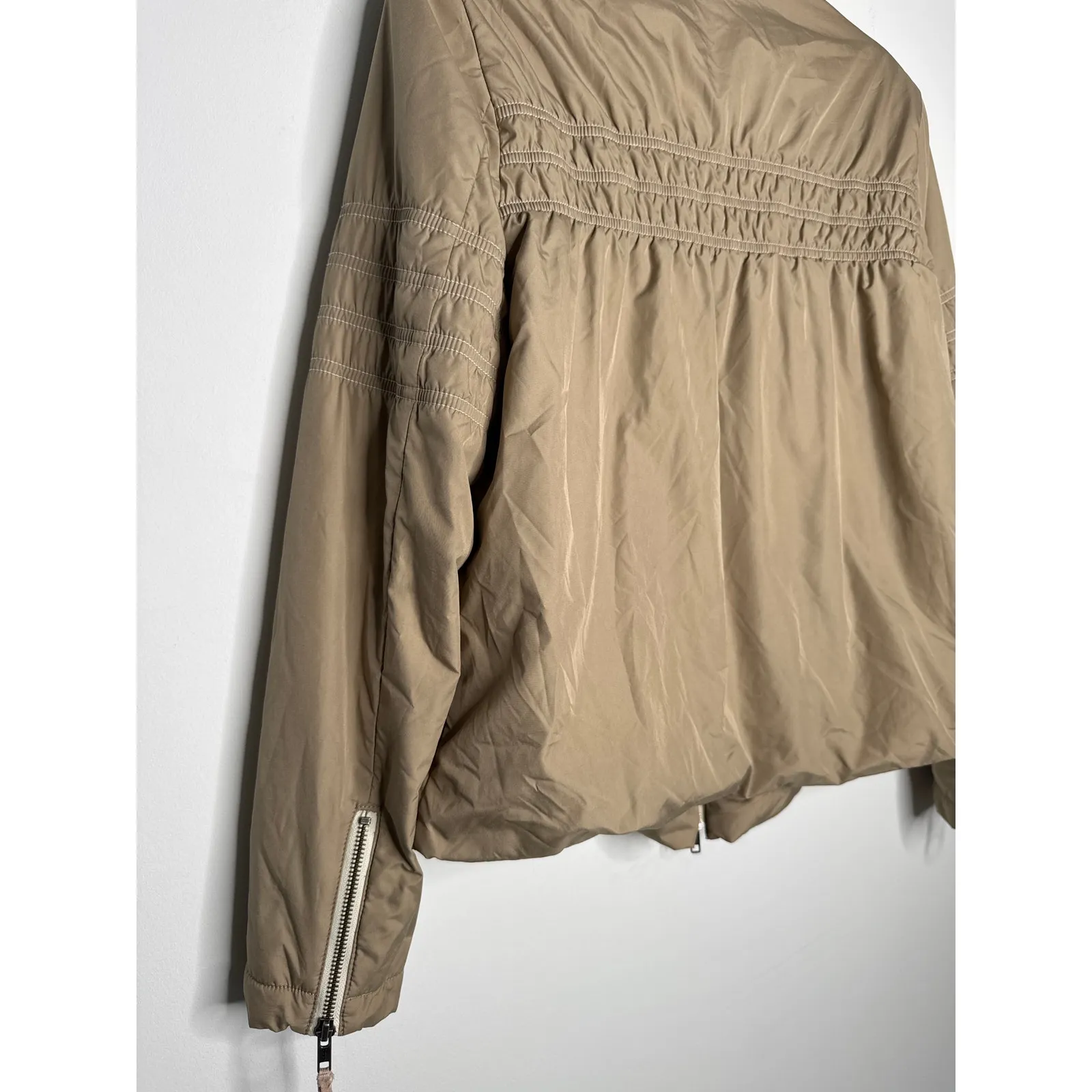 Free People Smocked Bomber Jacket with Floral Lining – Size Small - Image 9