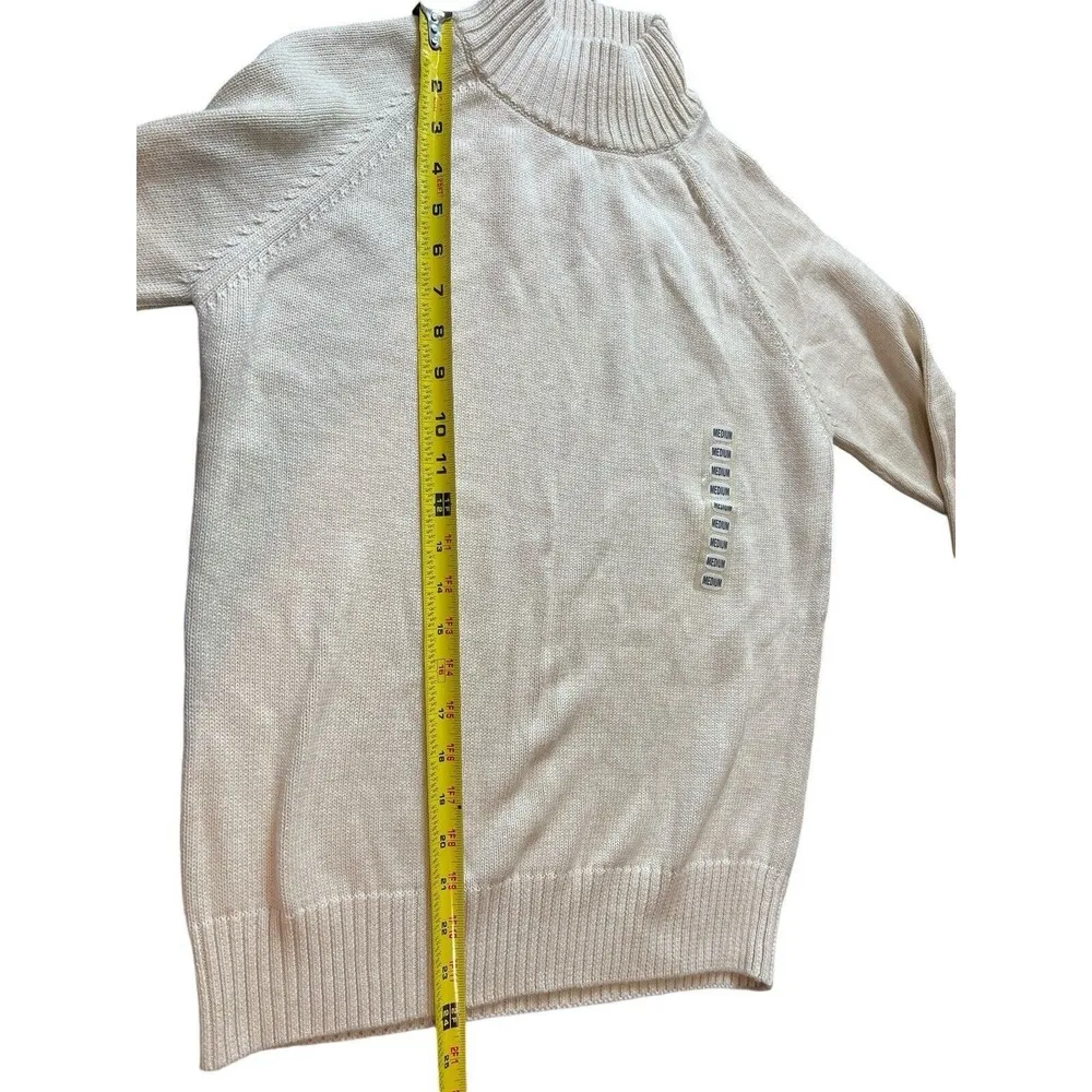 Jeanne Pierre Cream Light Beige Mock Neck Pullover Knit Sweater M NWT - Image 10