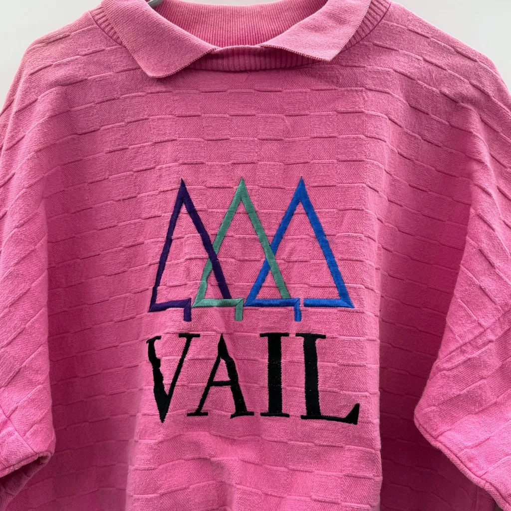 Vintage Wek The World Vail Pink Textured Long Sleeve Pullover Sweater Sz L Size L - Image 2