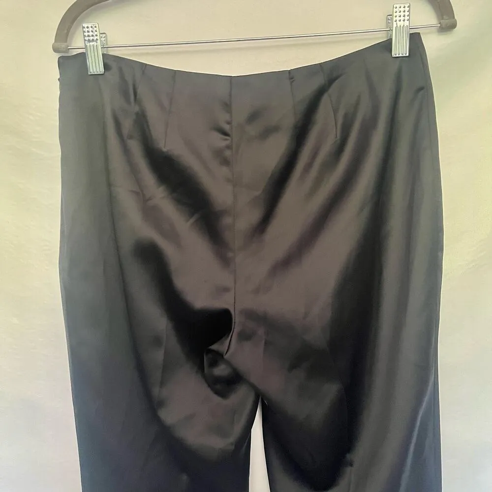 VINCE CAMUTO Satin Peg Leg Womens Pants Sz 4 Black Shiny Ankle Glam Goth Party - Image 7