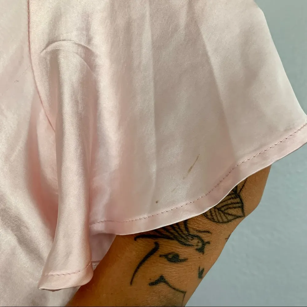 Lottie Miss x Pacsun Pink Satin Wrap Dress With Angel Sleeves - Image 5