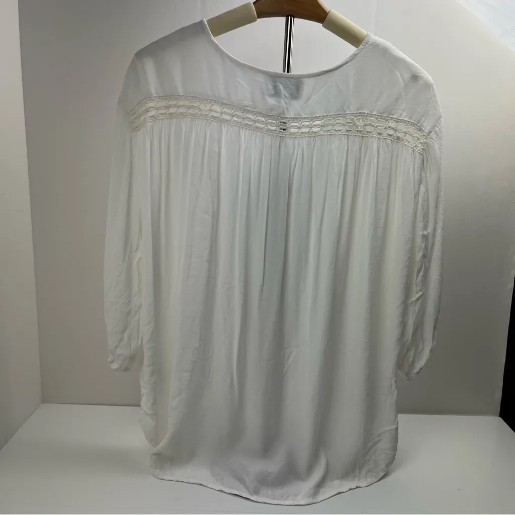 Cleobella Womens White Boho Bohemian Top Size Medium Whimsy Fairy Cottage Blouse - Image 10