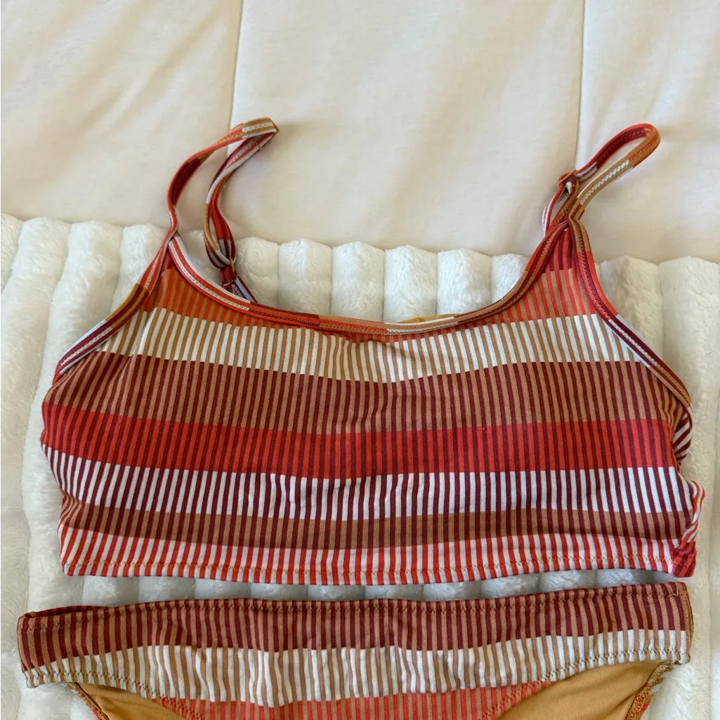 Aerie Striped Red and Brown Bikini Set - Image 2