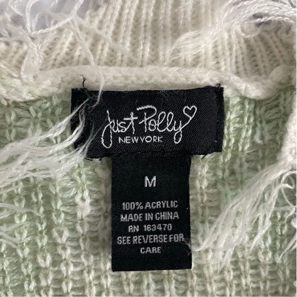 Just Polly Distressed Argyle V-Neck Sweater Oversized Medium - Image 6