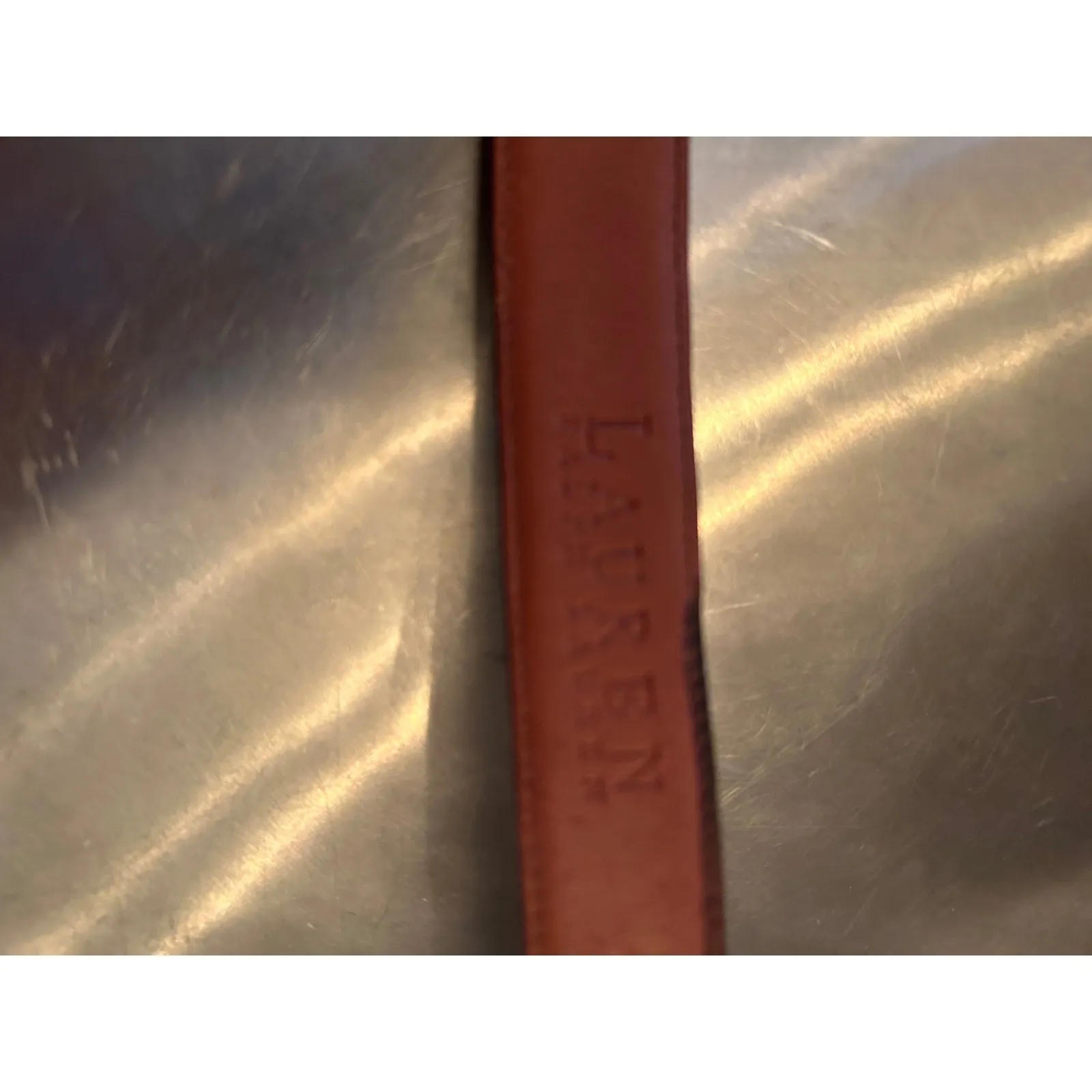 Lauren Ralph Lauren Brown Leather Embossed Croc Belt Silver Buckle Women's Small - Image 5