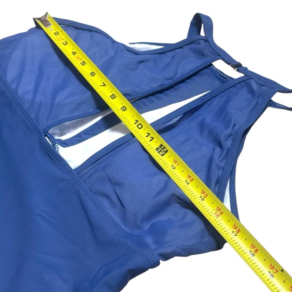 NEW Aqua Eve Halter Sheer One Piece Resort Vacation Coastal Tropical 18W Blue - Image 10