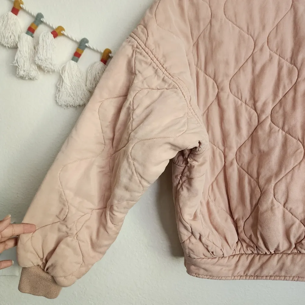 BLANK NYC Tencel Pink Drop Shoulder Quilted Oversize Jacket Boho Chic Fall M - Image 6